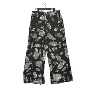 Nic + Zoe Pineapple Print Wide Leg Pants NWT Women's Sz 12 Black White High Rise